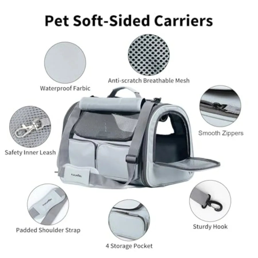 Soft Sided Cat Carrier Backpack With Mesh Windows Airline Approved