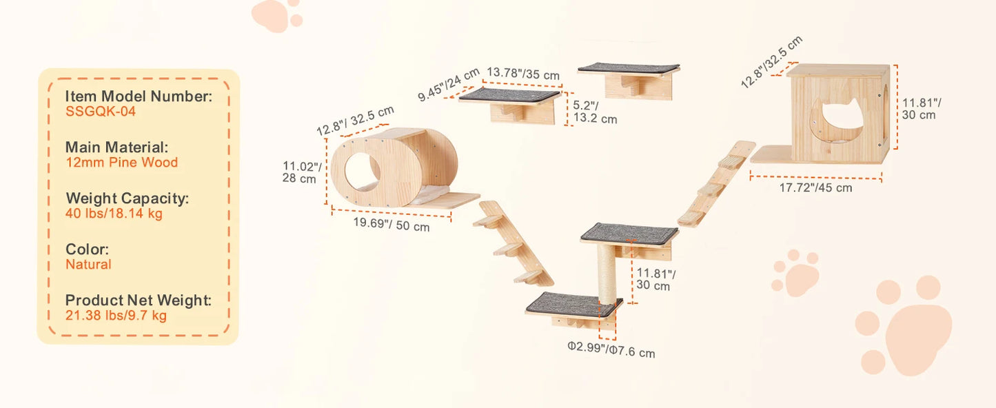 SucceBuy Cat Wall Shelves And Perches With Jumping Boards