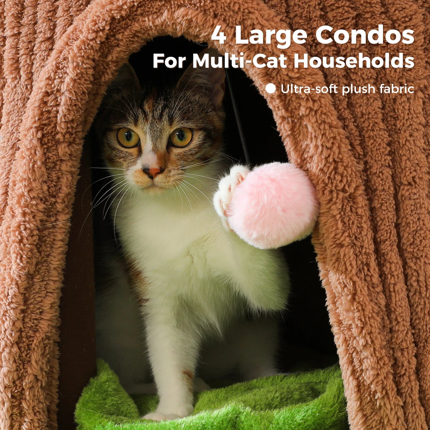 PAWZ Road Large Cat Tree With Four Condos And Scratching Post