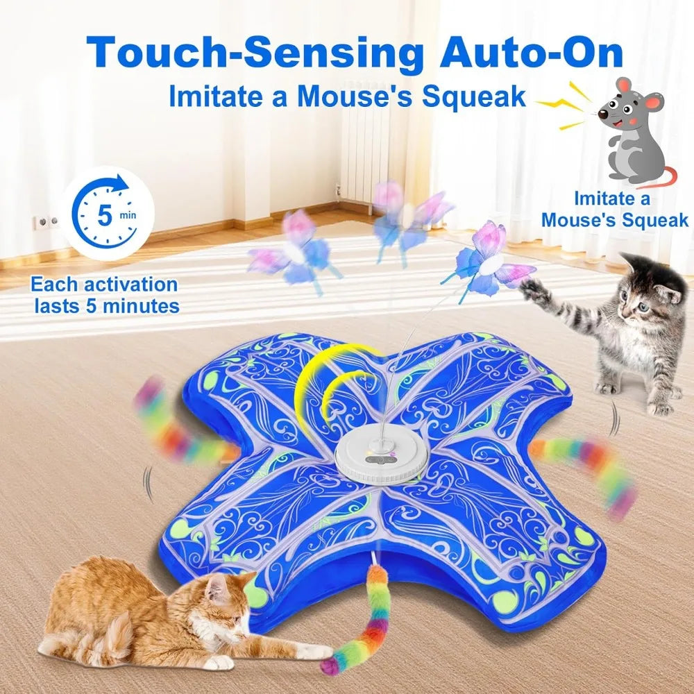 Rechargeable Touch Activated Interactive Hide and Seek Cat Toy for Indoor Cats with Fluttering Motion