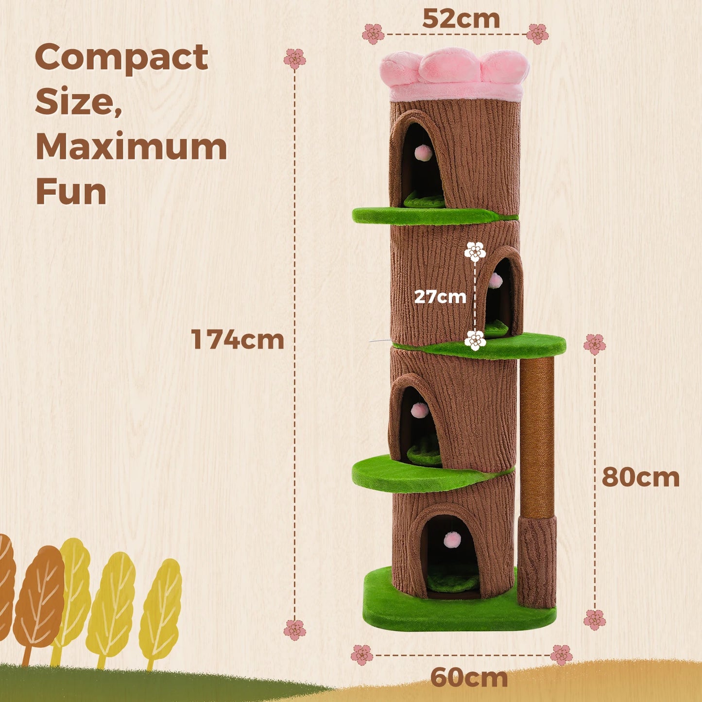 PAWZ Road Large Cat Tree With Four Condos And Scratching Post