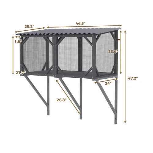 Cat Window Box, 43.3" Catio Outdoor Cat Enclosure with Bug Proof Net for Sunbathing, Napping & Viewing, Window Perch Cat Cage