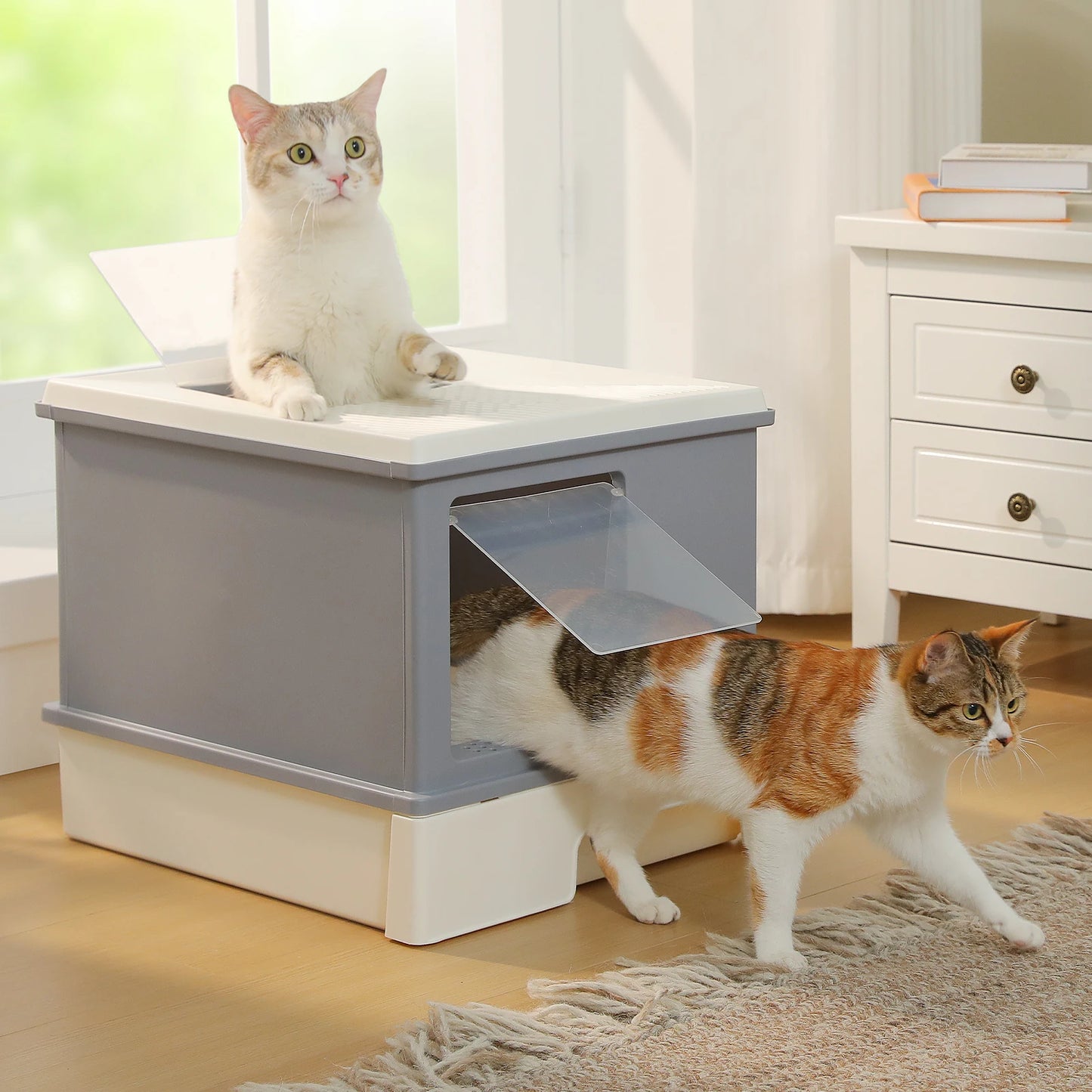 Enclosed Cat Litter Box With Scoop Large Indoor Cat Toilet