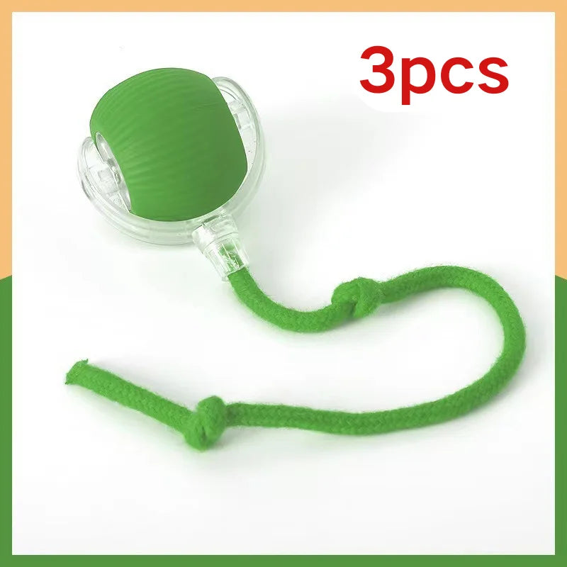 【In Stock】Smart Automatic Cat Rolling Ball USB Rechargeable LED Interactive Toy with Rope Tail Indoor Kitty Self Play Toy