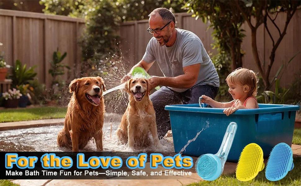 Pet Bath Brush Silicone Grooming Device for Dogs and Cats