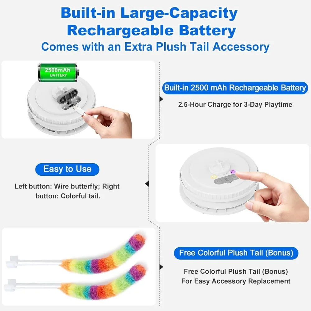 Rechargeable Touch Activated Interactive Hide and Seek Cat Toy for Indoor Cats with Fluttering Motion