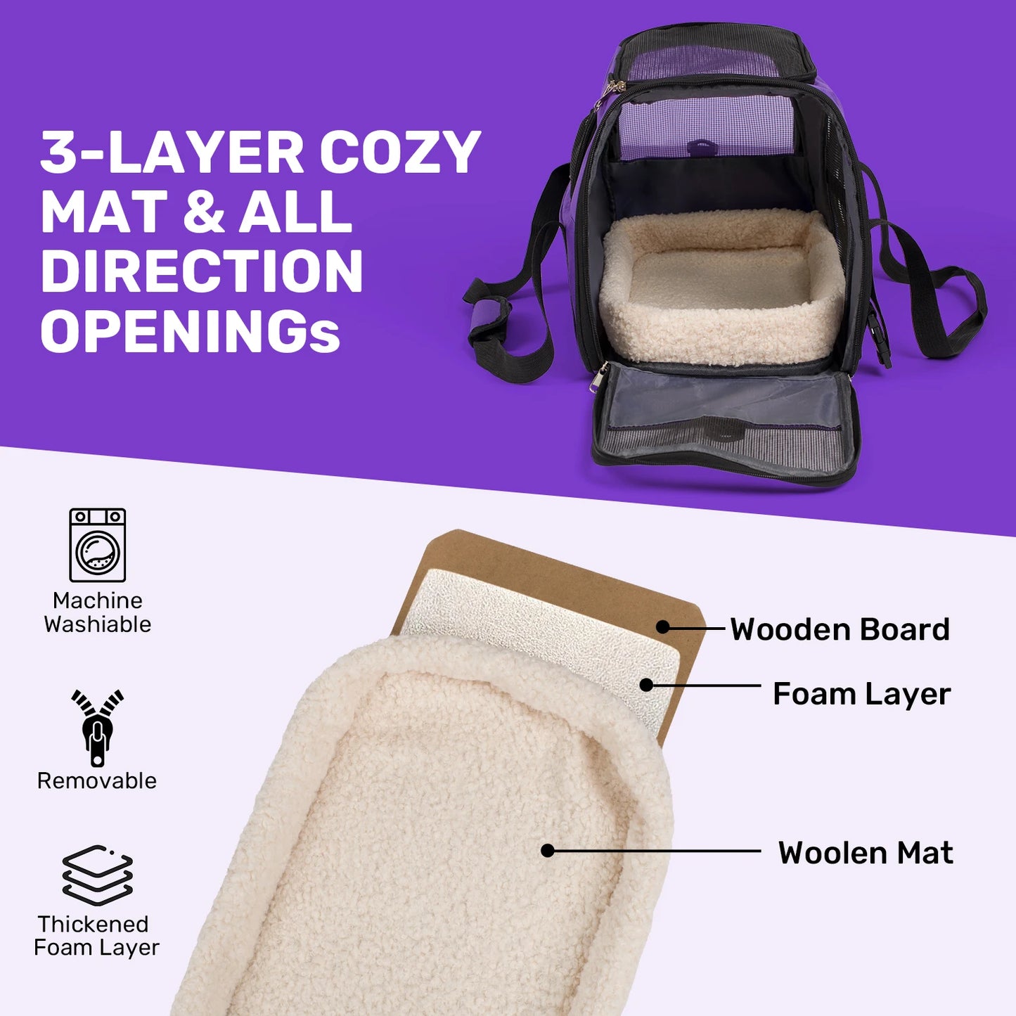 Dog Carrier for Small, Medium Pet Carriers Up to 15Lbs Cat Carrier Soft-Sided Puppy Cat Bag Portable Foldable Airline Approved