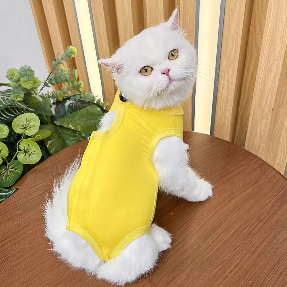 Anti Licking Pet Cat Clothes Girls Kitten Overall Pajamas Cat Clothes Recovery Suit Female Jumpsuit Cat Sterilization Vest Shirt