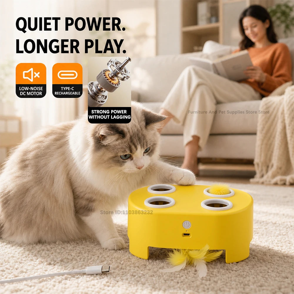 Smart Cat Toy: Self-Entertaining Interactive Cat Wand with Artificial Feathers – Electric Toy Suitable for Small and Large Cats