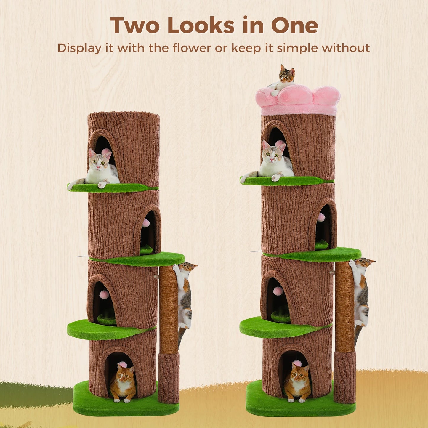 PAWZ Road Large Cat Tree With Four Condos And Scratching Post