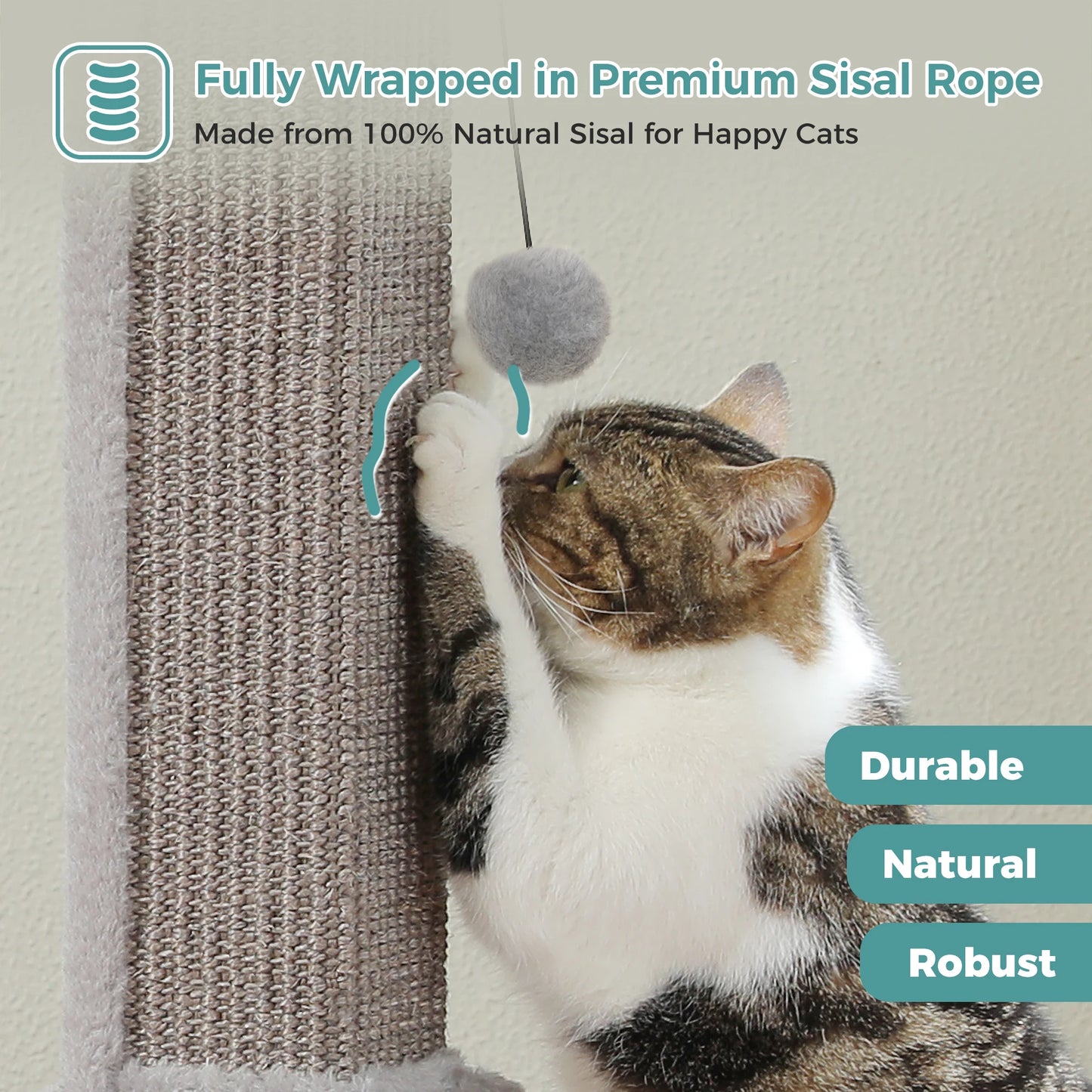 PAWZ Road Cat Scratching Post With Woven Sisal Ball Toy