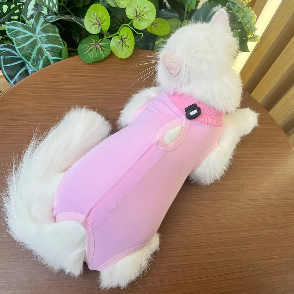 Anti Licking Pet Cat Clothes Girls Kitten Overall Pajamas Cat Clothes Recovery Suit Female Jumpsuit Cat Sterilization Vest Shirt