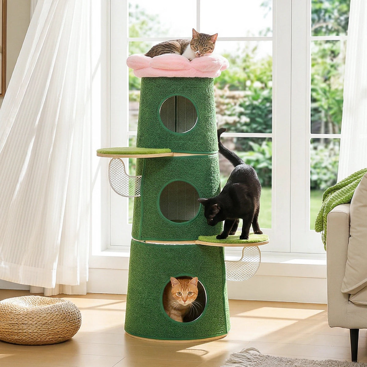 PAWZ Road Modern Cat Tree With Condos And Flower Perch