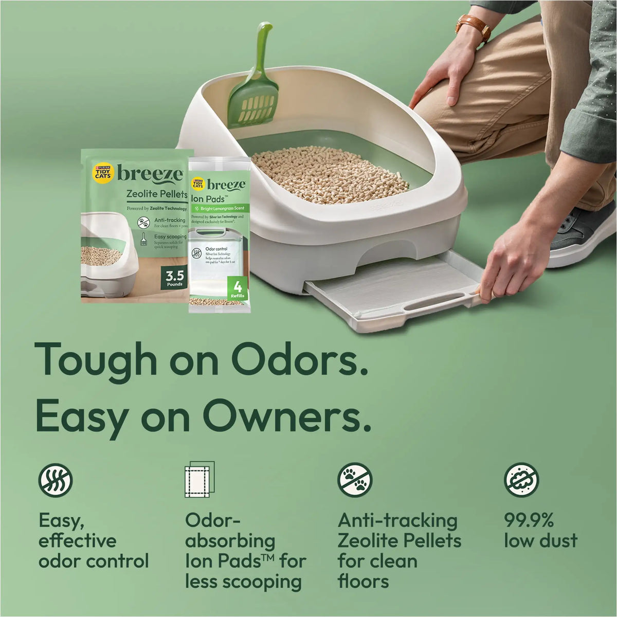 Purina Tidy Cats Breeze Lemongrass Zeolite Pellets And Ion Pads