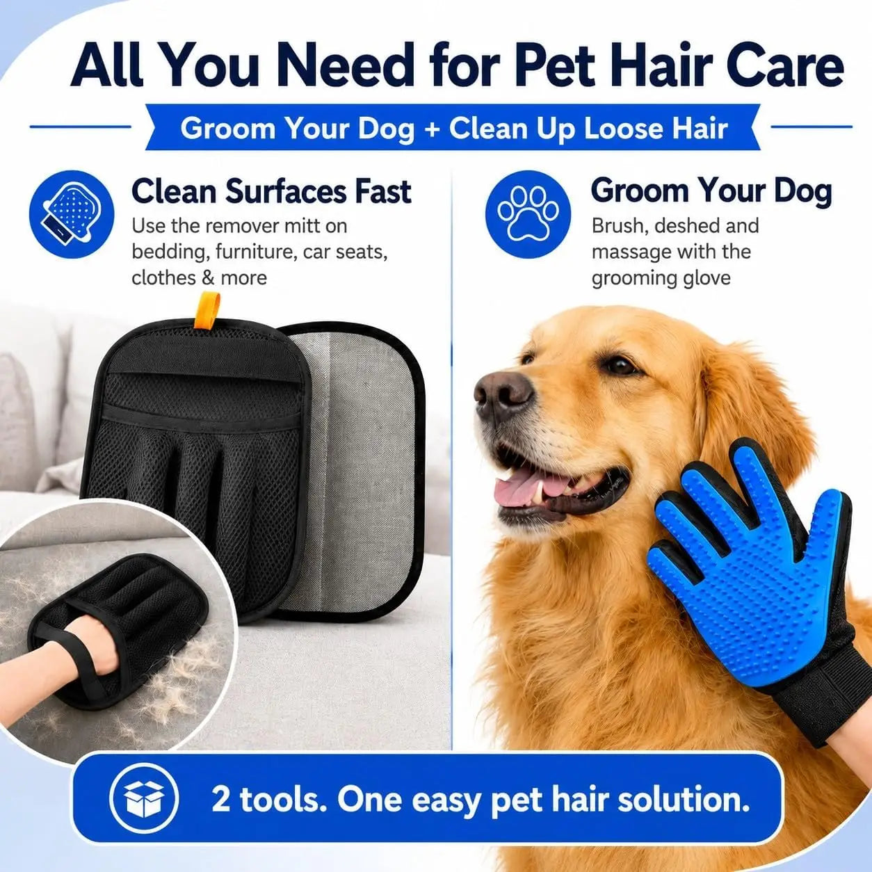 PCS Pet Hair Removal Glove and Pet Grooming Glove Kit for Cats & Dogs, Pet Hair Gloves & Dog Washing Gloves ，Reusable Magic Brush Pet Hair Remover Tool for Laundry，Carpet,Car Seat，Couch
