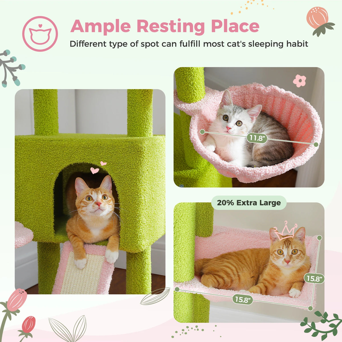 PETEPELA Cactus Cat Tree Floor To Ceiling Adjustable Tower by Annie N Poe Cattastic Supplies