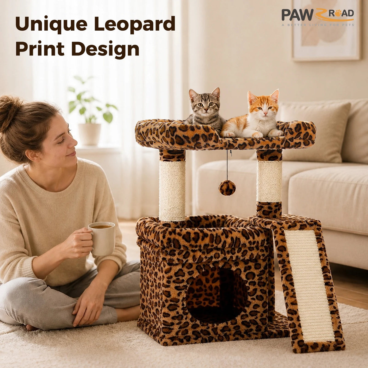 PAWZ Road Indoor Cat Tree With Sisal Scratching Post Perch