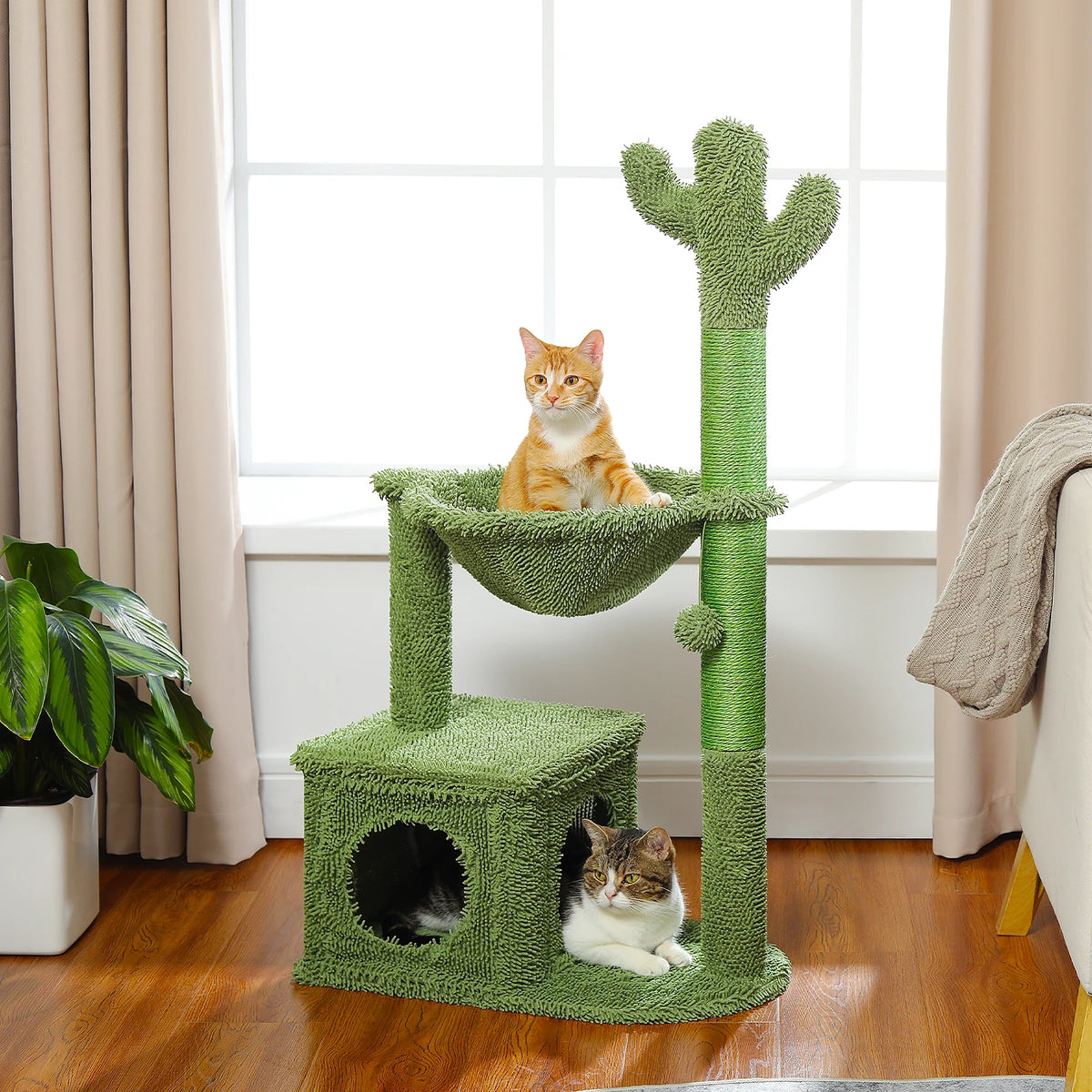 PEQULTI Cat Tree With Condo Hammock And Scratching Post