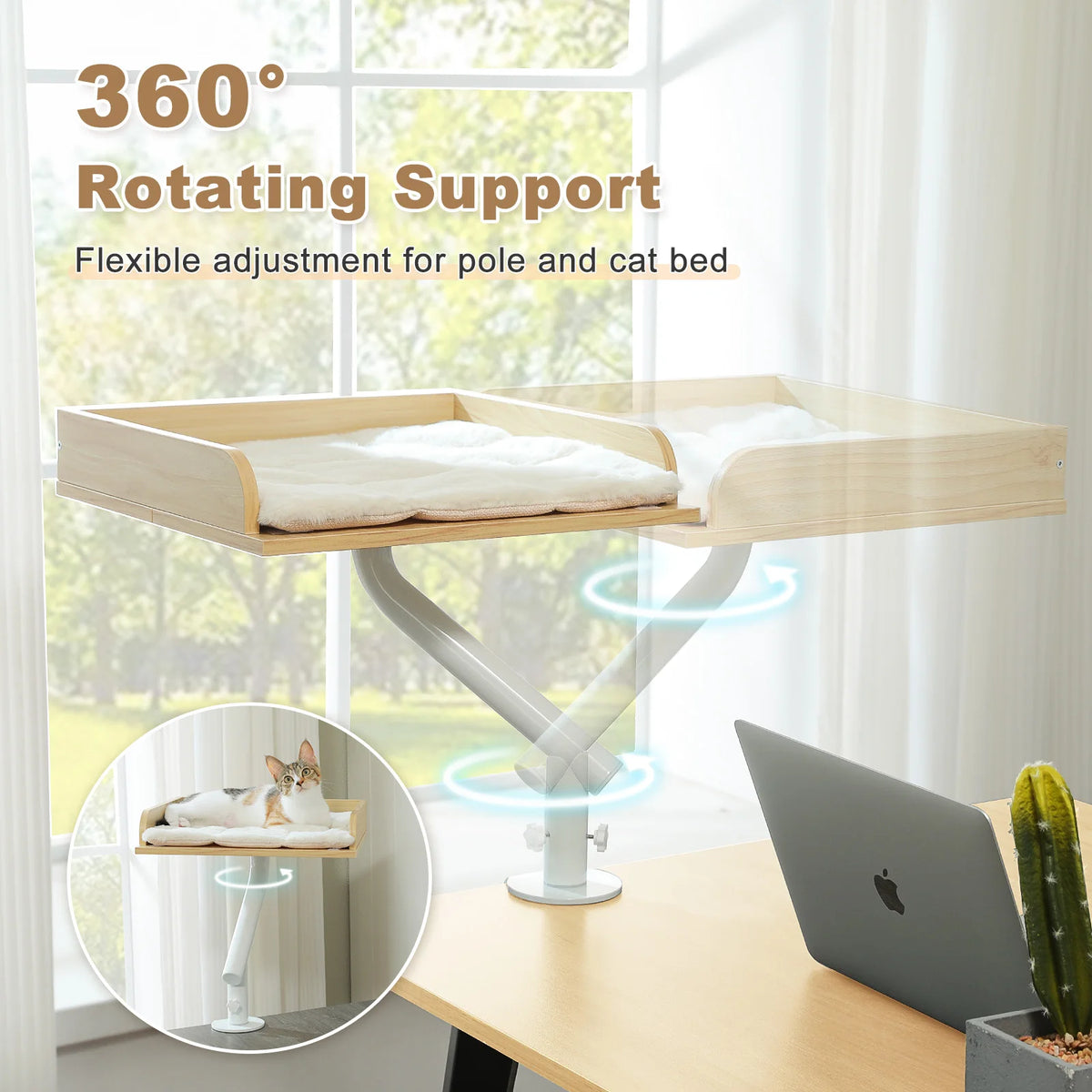 PAWZ Road Rotatable Cat Desk Bed Adjustable Plush Hammock by Annie N Poe Cattastic Supplies