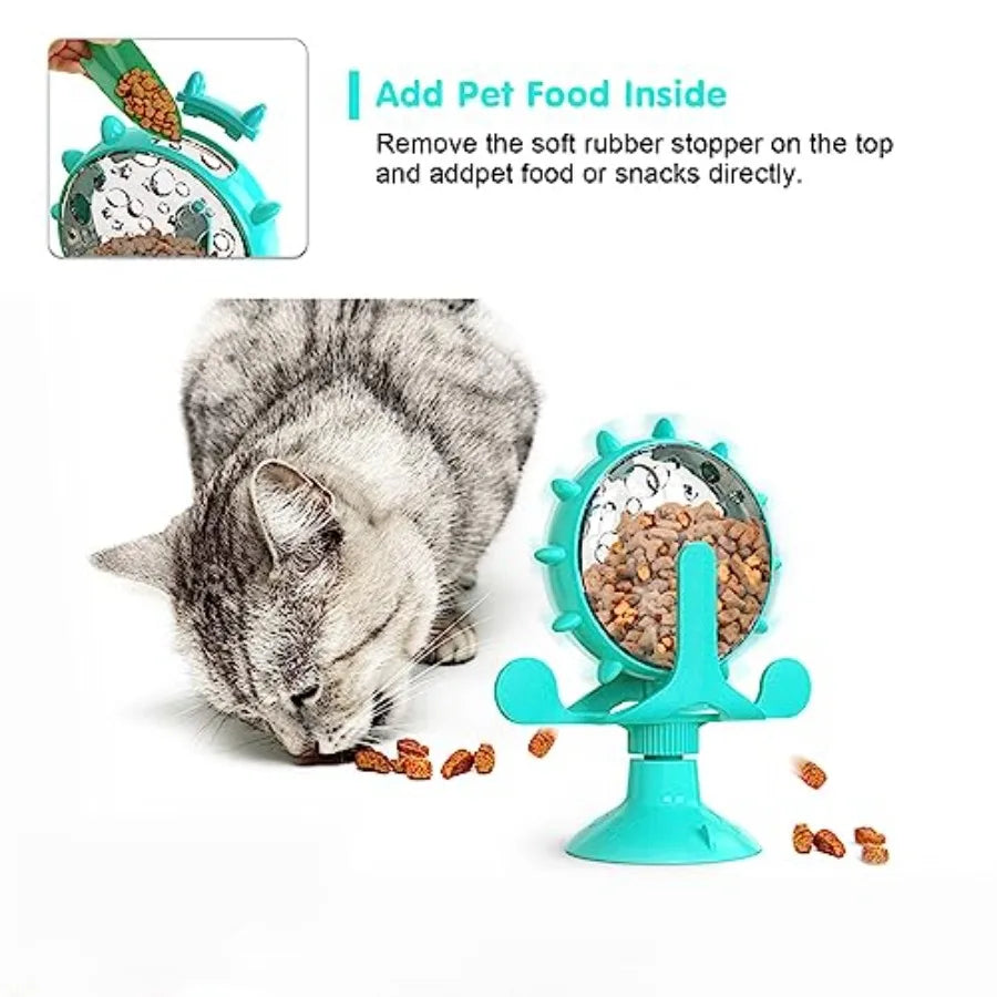 Cat Dog Treat Dispenser Toy - Cat Interactive Feeder 360° Degree Rotating, Food Leakage Device Rotate, Interactive Cat Food Tre