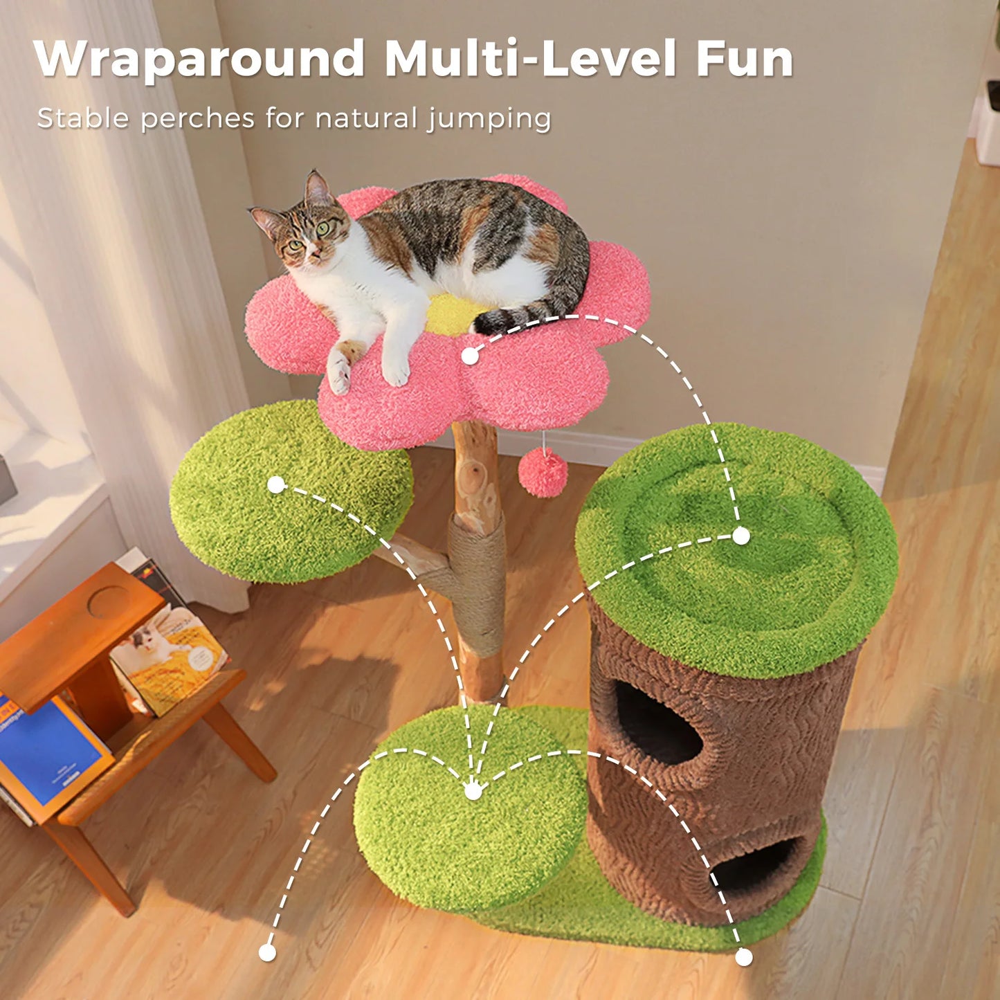 PAWZ Road Large Cat Tree With Four Condos And Scratching Post