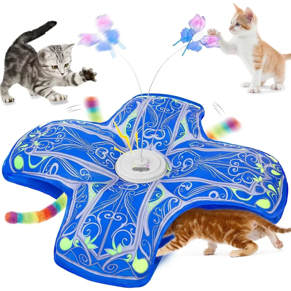 Rechargeable Touch Activated Interactive Hide and Seek Cat Toy for Indoor Cats with Fluttering Motion