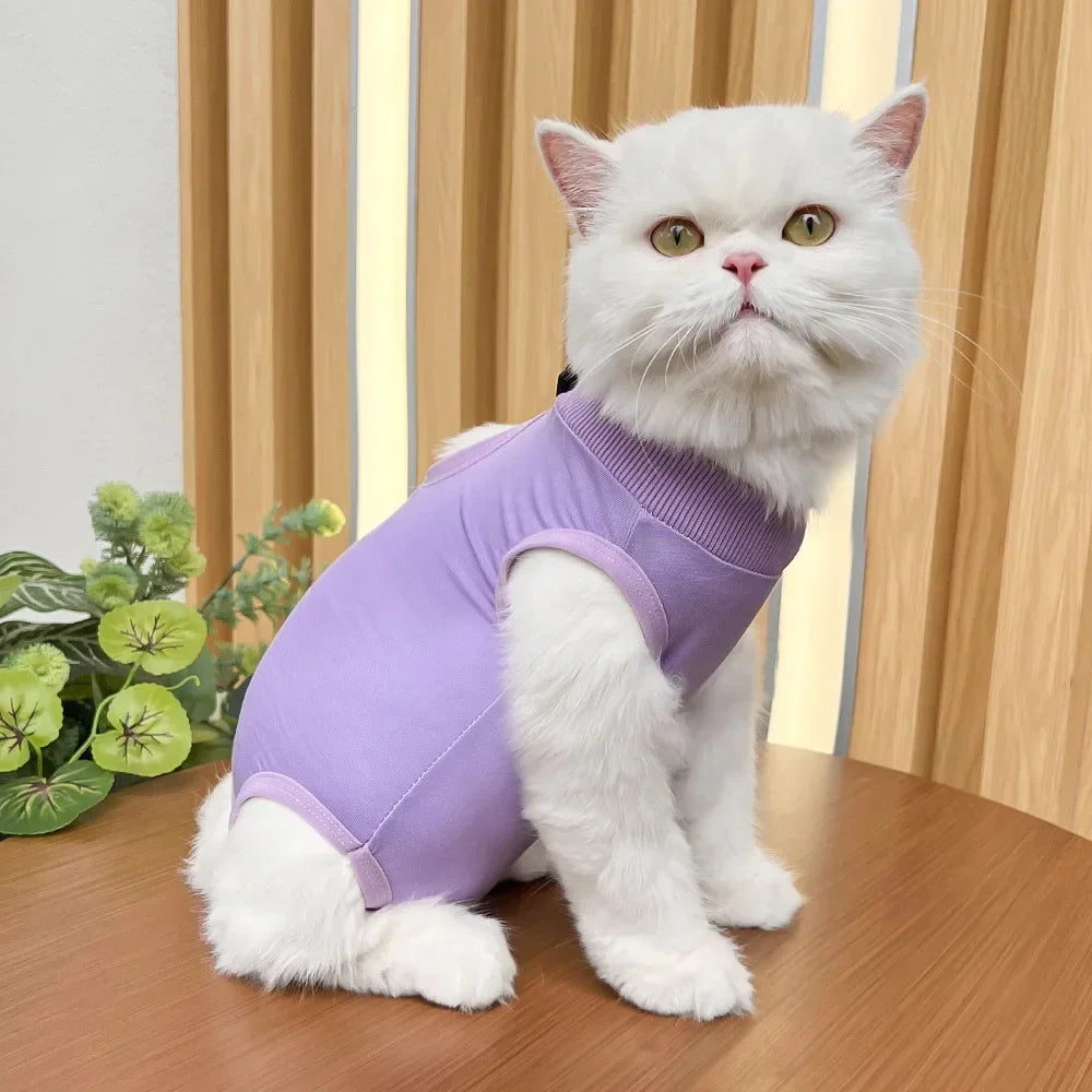 Anti Licking Pet Cat Clothes Girls Kitten Overall Pajamas Cat Clothes Recovery Suit Female Jumpsuit Cat Sterilization Vest Shirt