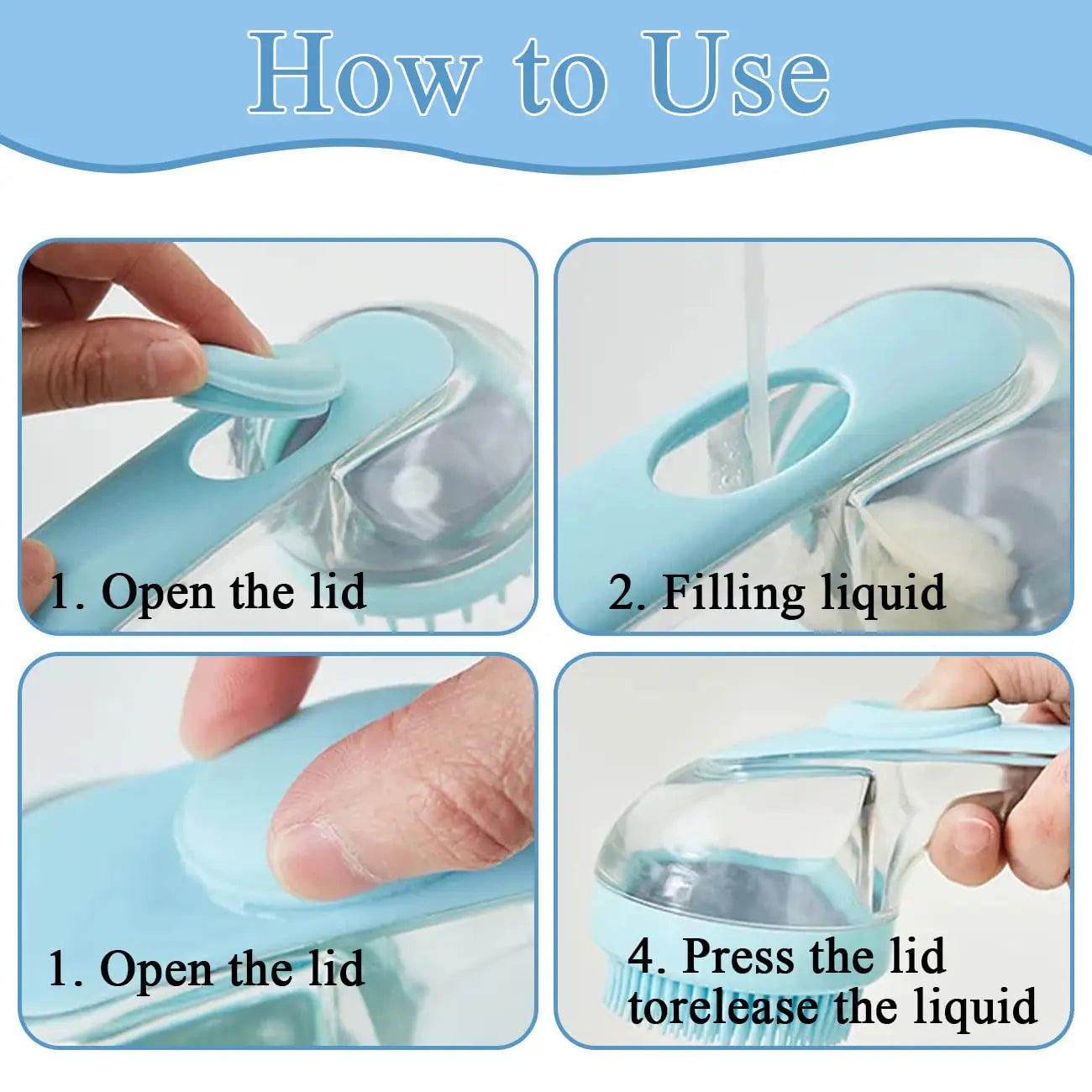 Pet Bath Brush Silicone Grooming Device for Dogs and Cats