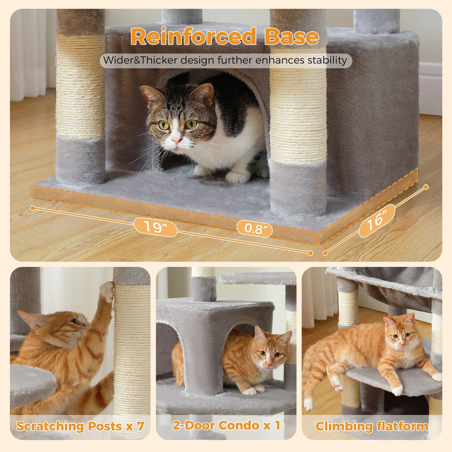 PAWZ Road Large Cat Tree Tower With Scratching Posts Condos