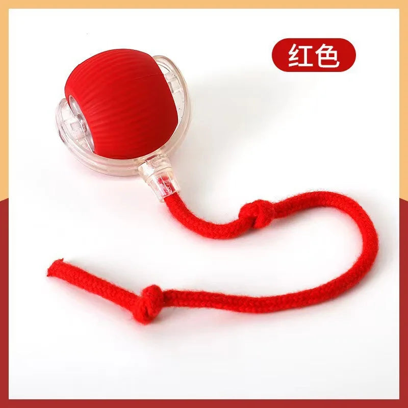 【In Stock】Smart Automatic Cat Rolling Ball USB Rechargeable LED Interactive Toy with Rope Tail Indoor Kitty Self Play Toy