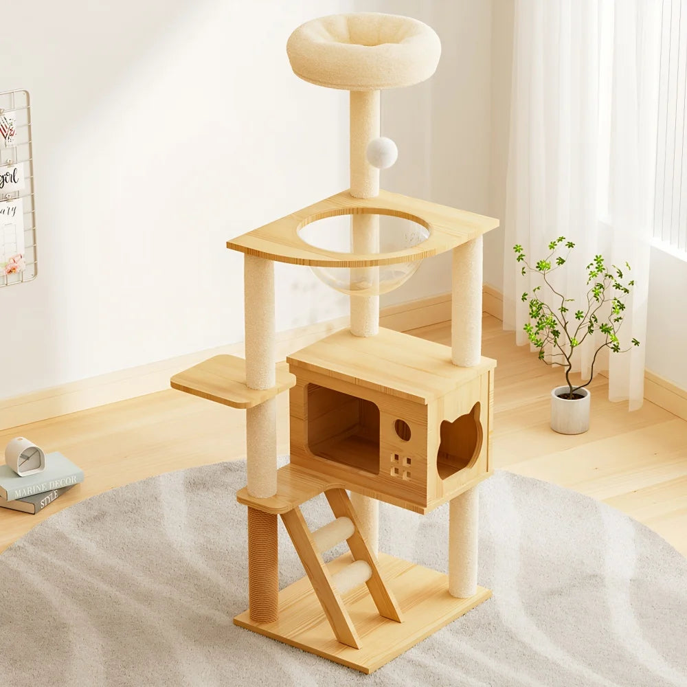 Modern Three Tier Cat Tower With Sisal Posts And Hammock