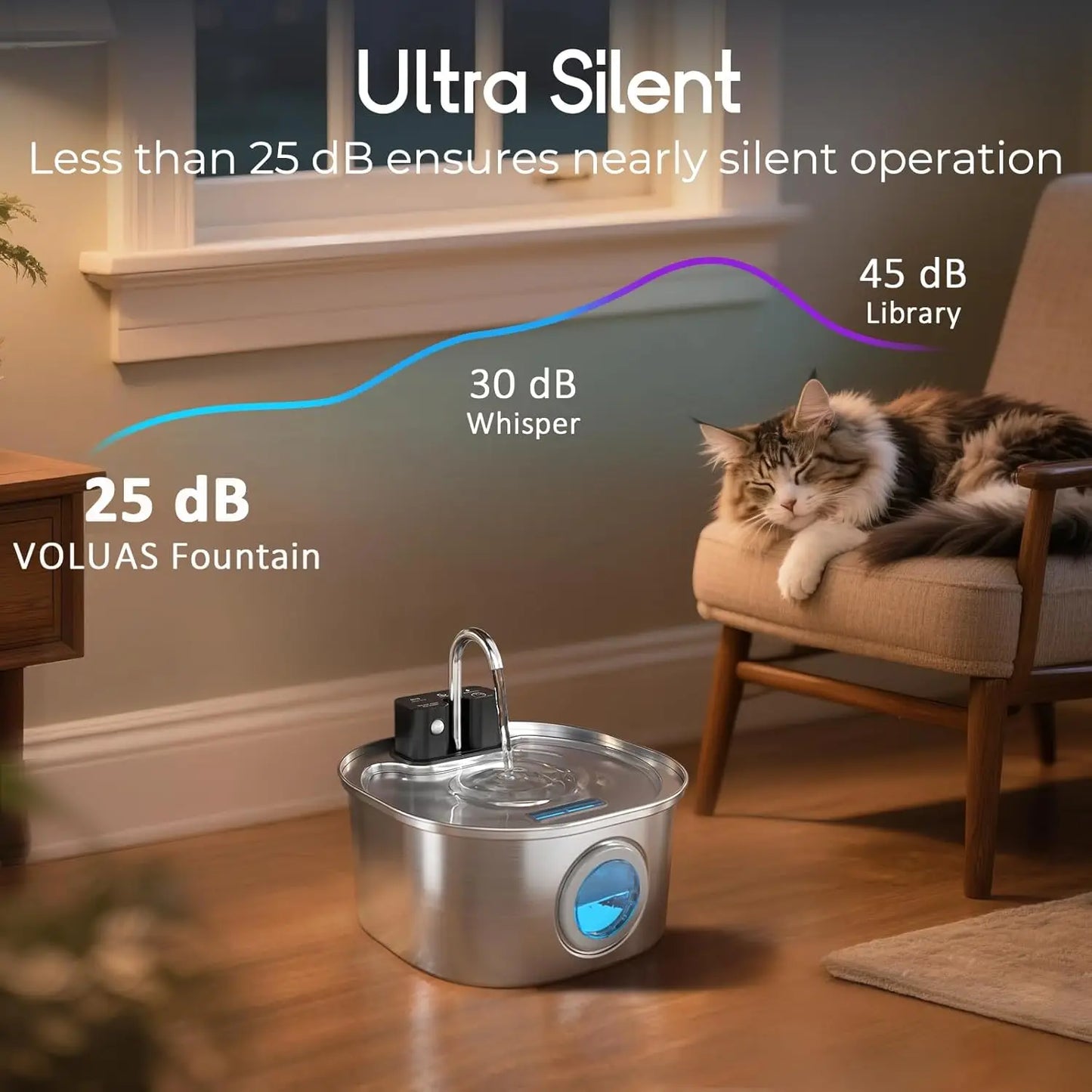3.2L Stainless Steel Wireless Recharging Sensor Cat Water Fountain Auto Drinking Fountain For Cats Dog Drinker Pet Dispenser Bowl Active