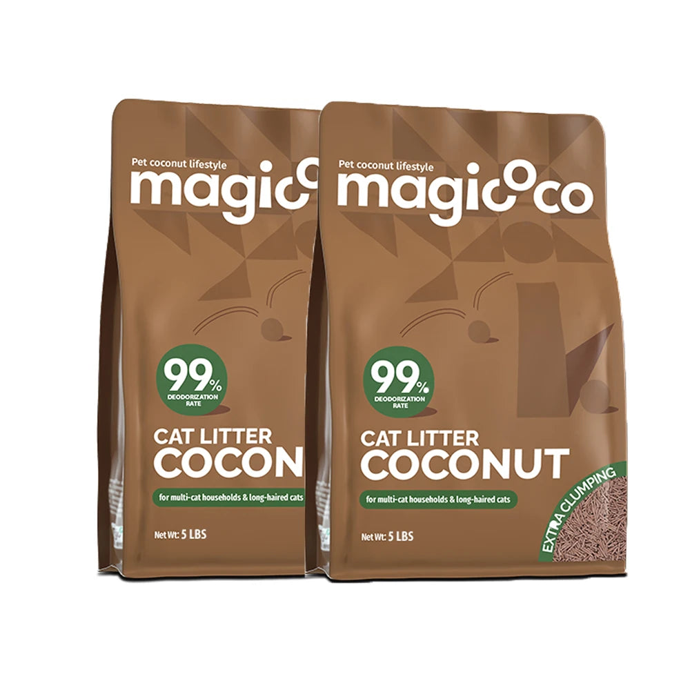 Coconut Cat Litter 10LBS 99% Deodorized Odor Control Low Tracking & Flushable Strong Clumbing Cat Litter Cat Sand