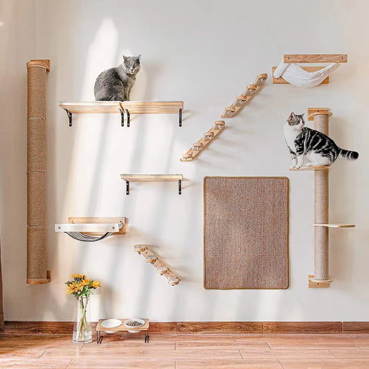 CWV Wall Mounted Cat Climbing Shelf With Sisal Scratching Post by Annie N Poe Cattastic Supplies