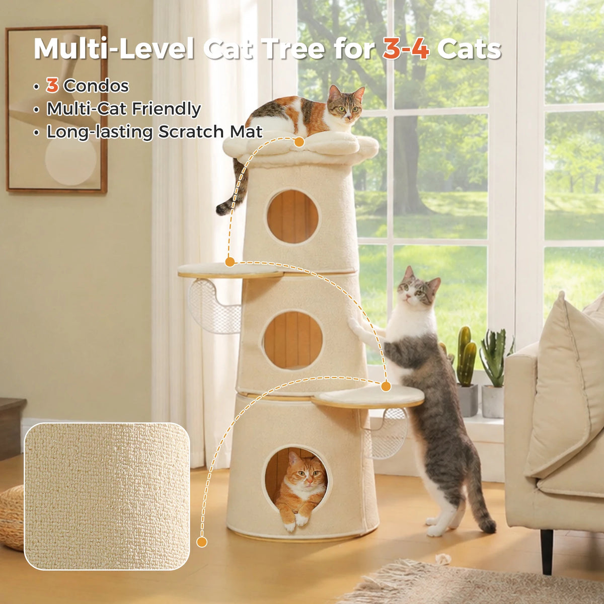 PAWZ Road Modern Cat Tree With Condos And Flower Perch