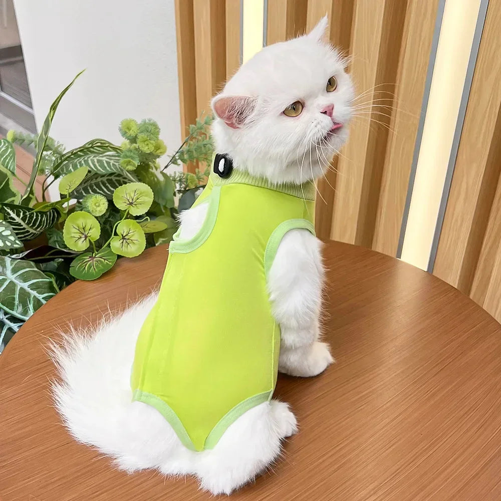 Anti Licking Pet Cat Clothes Girls Kitten Overall Pajamas Cat Clothes Recovery Suit Female Jumpsuit Cat Sterilization Vest Shirt