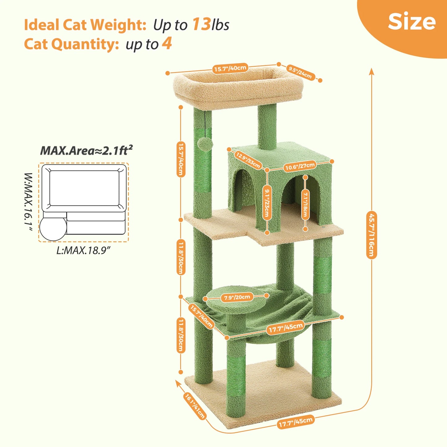 PAWZ Road Cactus Cat Tree Tower For Large Cats Perch