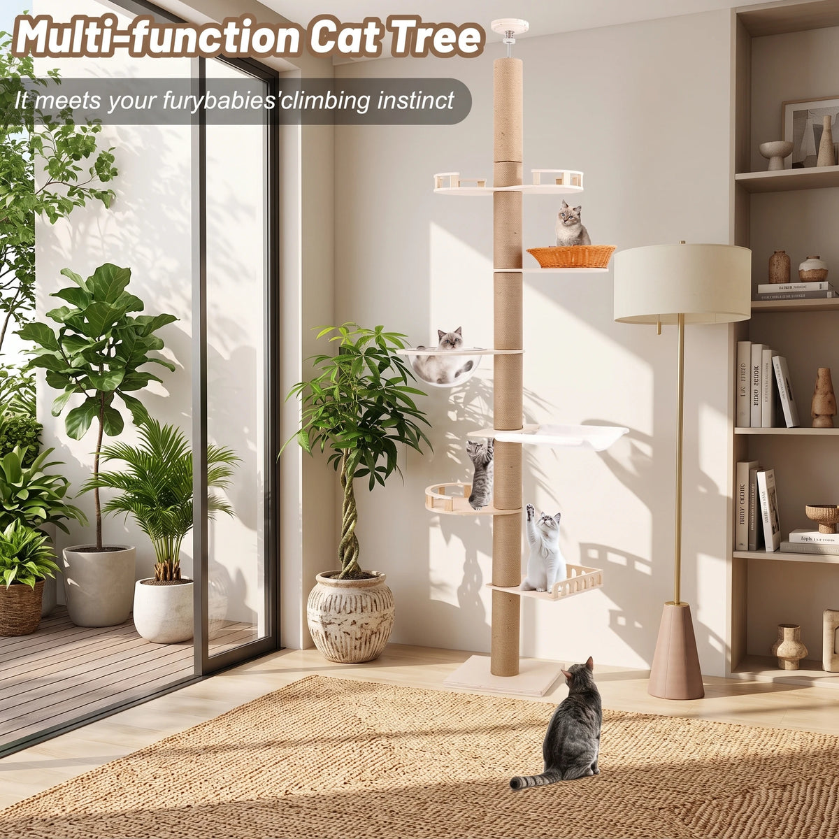 Adjustable Cat Tree With Sisal Posts Hammock And Cozy Capsule