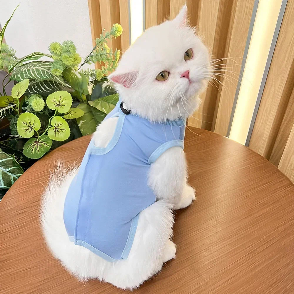 Anti Licking Pet Cat Clothes Girls Kitten Overall Pajamas Cat Clothes Recovery Suit Female Jumpsuit Cat Sterilization Vest Shirt