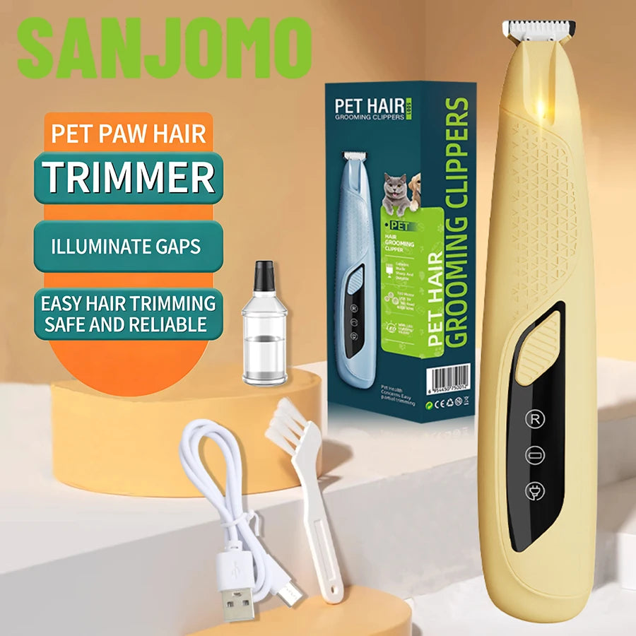 New Pet Hair Trimmer Rechargeable with Light Small Electric Clippers for Dogs And Cats Foot Hair Trimming Pet Grooming Tool