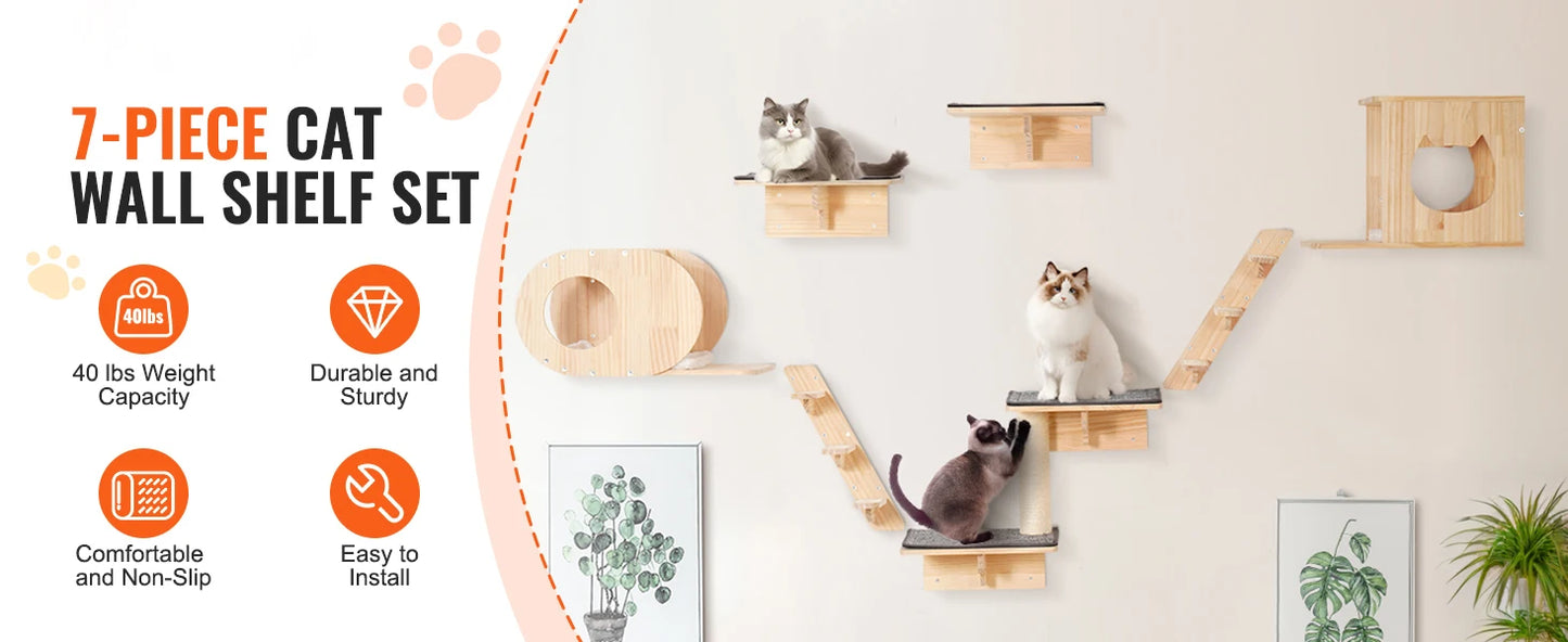 SucceBuy Cat Wall Shelves And Perches With Jumping Boards