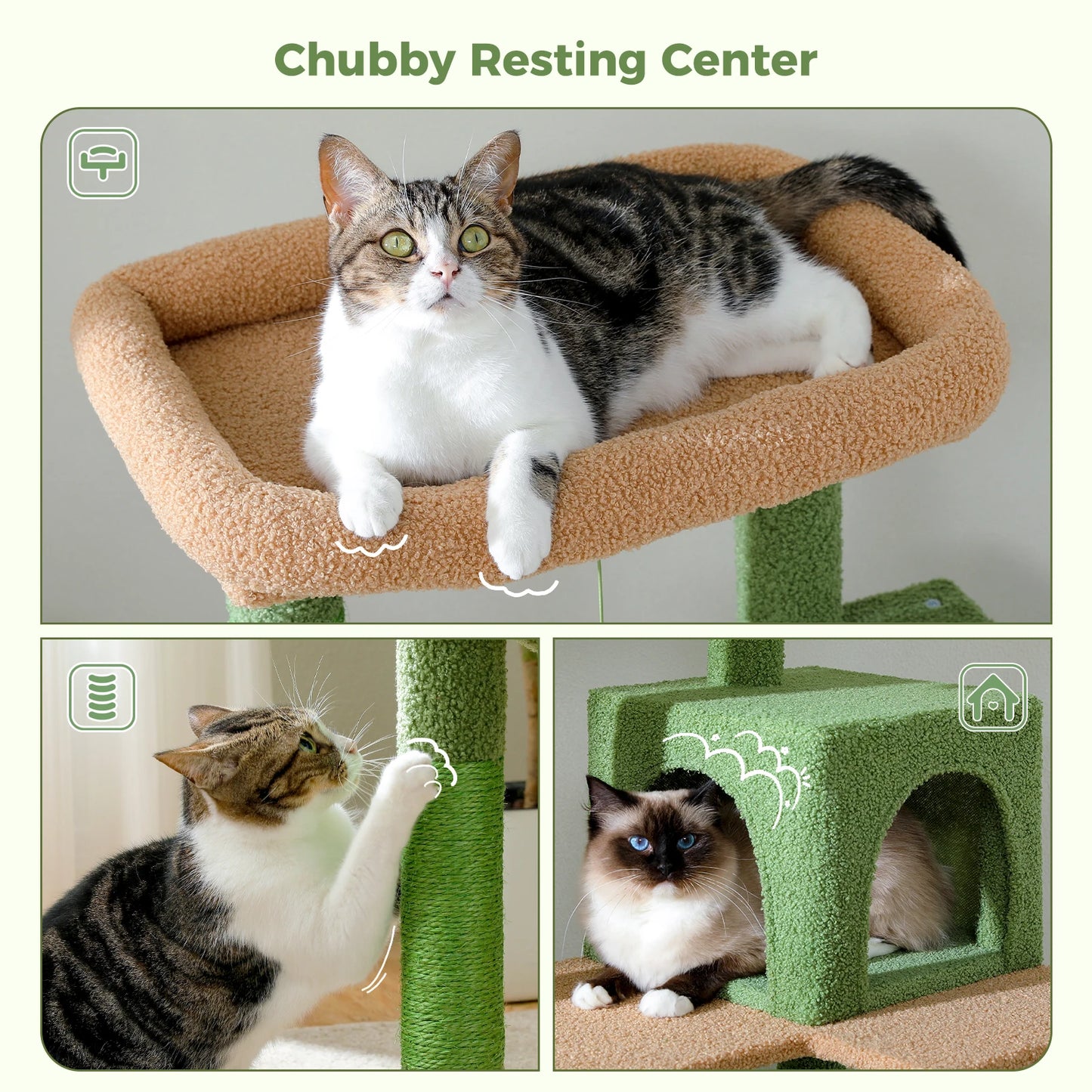 PAWZ Road Cactus Cat Tree Tower For Large Cats Perch