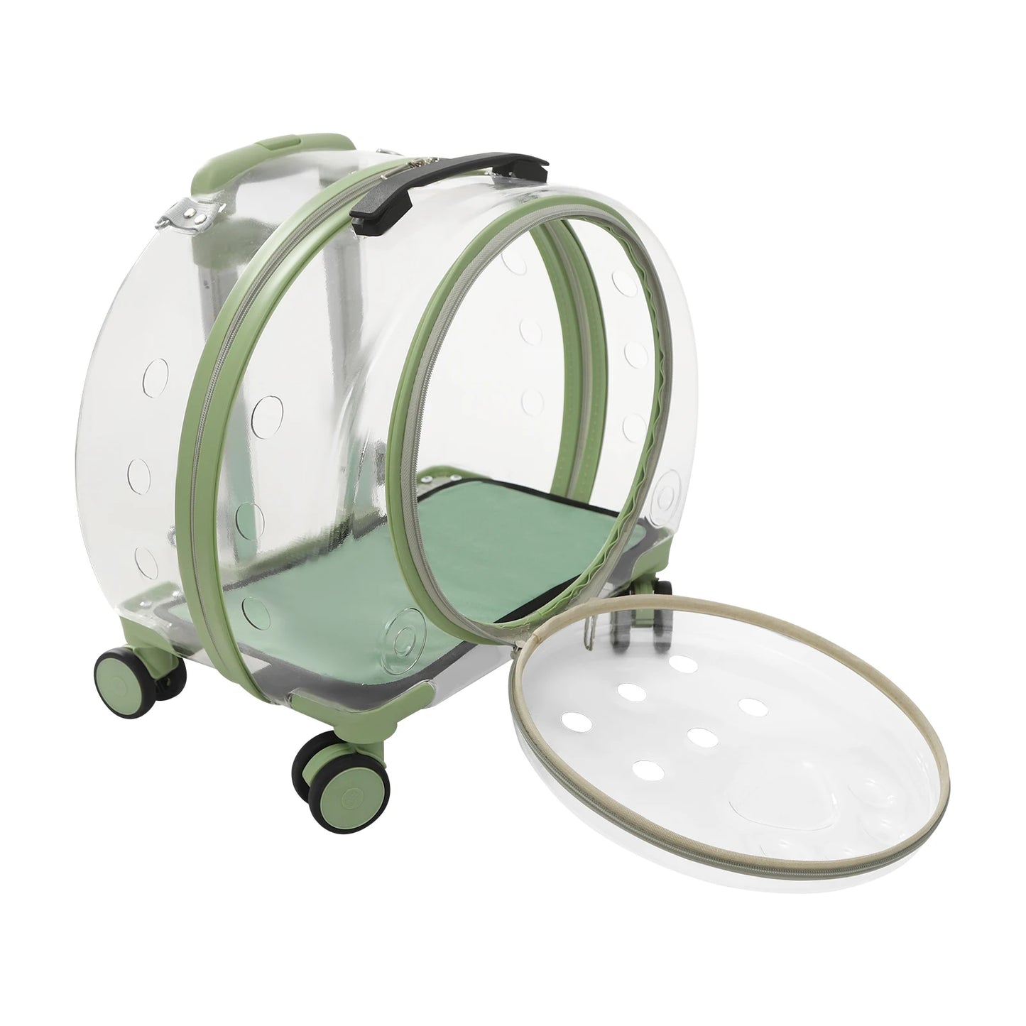 Breathable Cat Carrier With Wheels And Telescopic Handle
