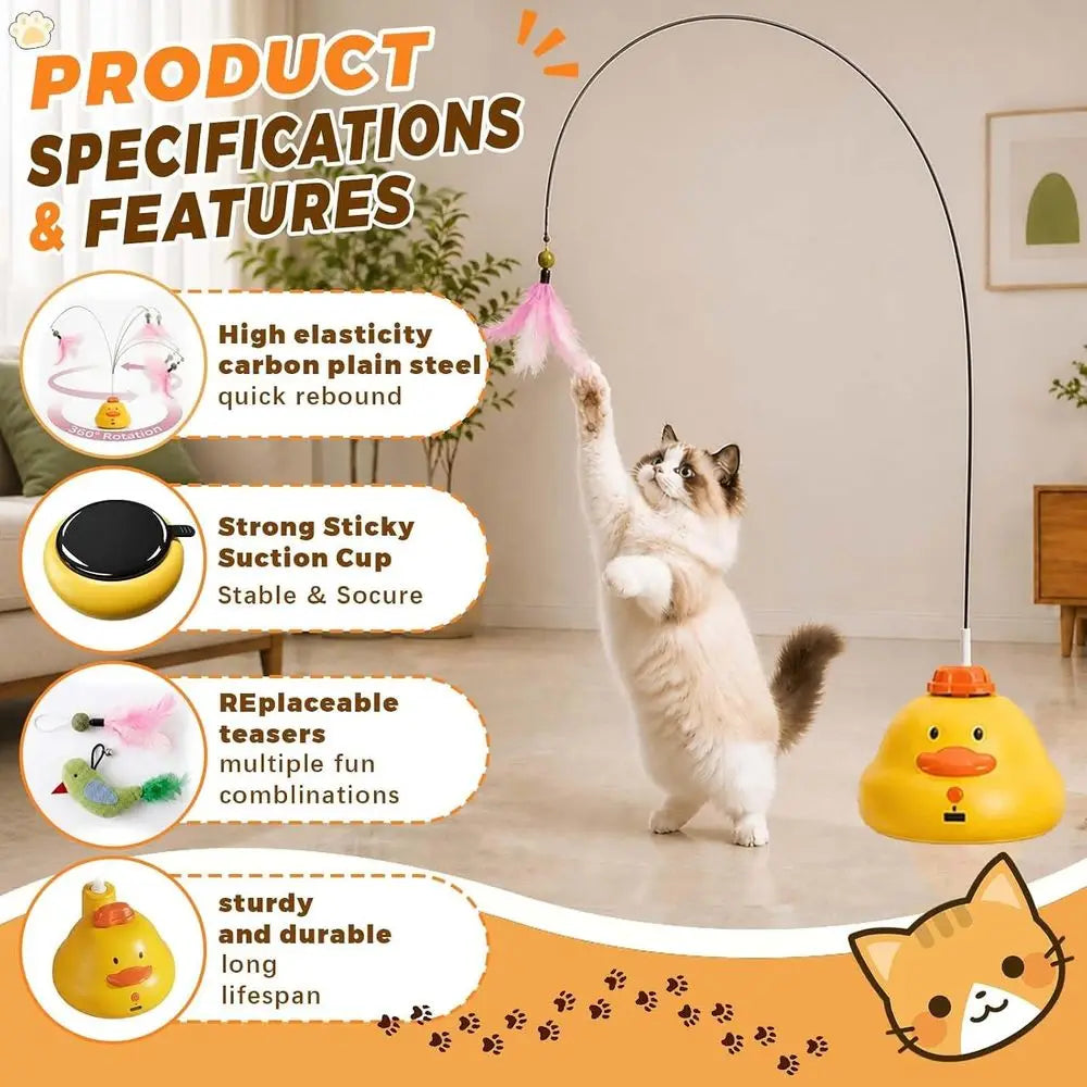 360 Rotating Interactive Cat Toy, HandsFree SelfEntertainment Boredom Buster For Kittens And Adult Cats, MultiScenario Indoor P