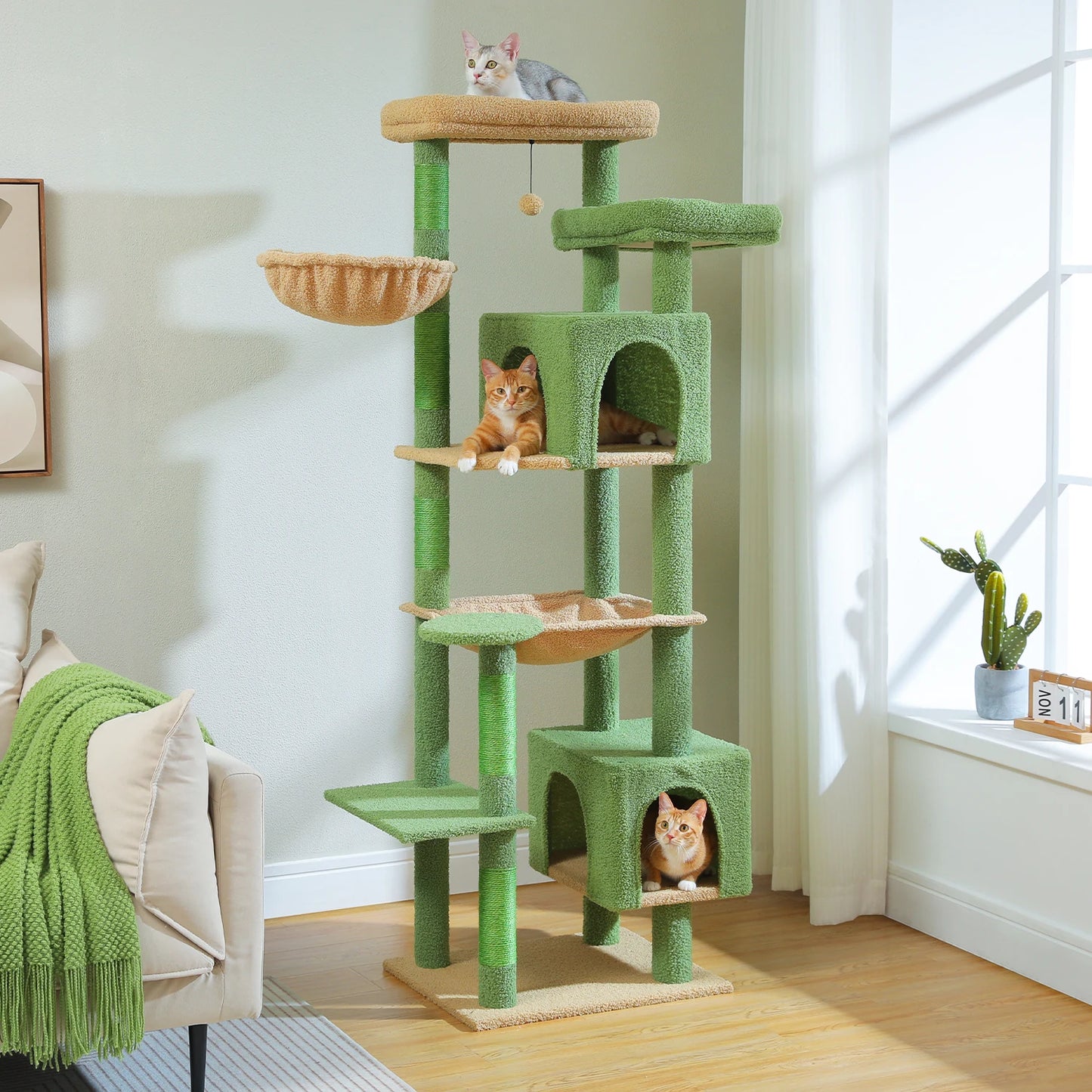 PAWZ Road Tall Cat Tree With Hammock And Scratching Posts