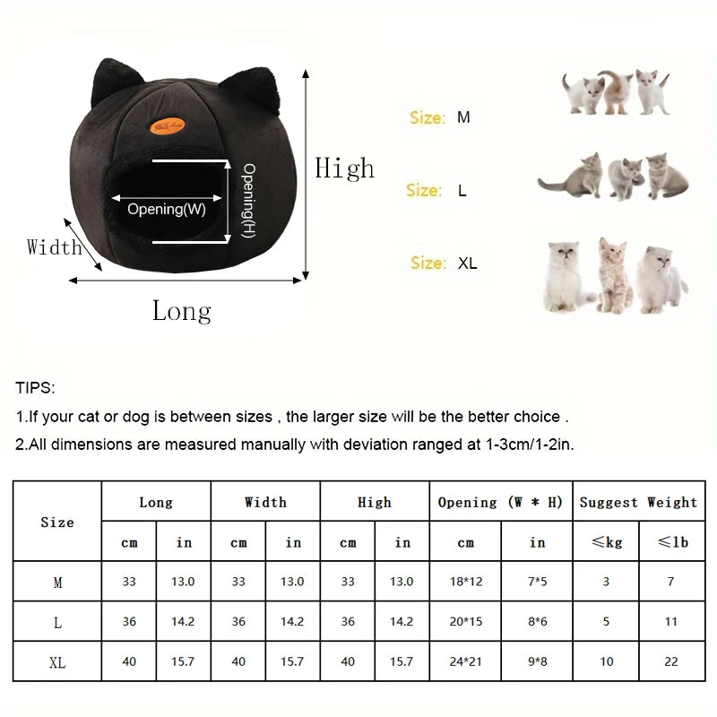 Black New Deep Sleep Comfortable Winter Cat bed Small mat Basket Puppy House products Pet tent Comfortable Cave