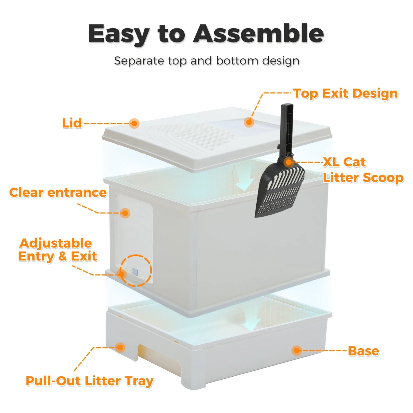 Enclosed Cat Litter Box With Scoop Large Indoor Cat Toilet