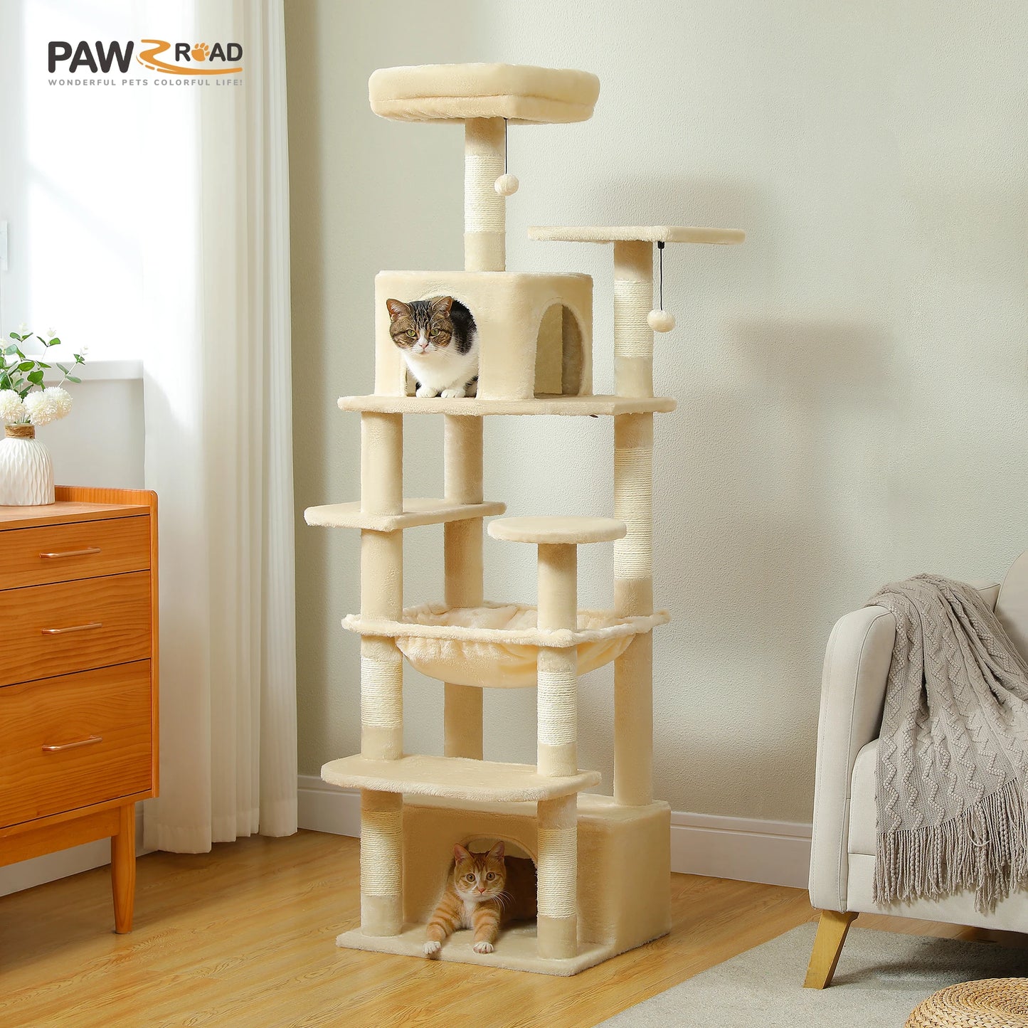PAWZ Road Large Cat Tree Tower With Scratching Posts Condos