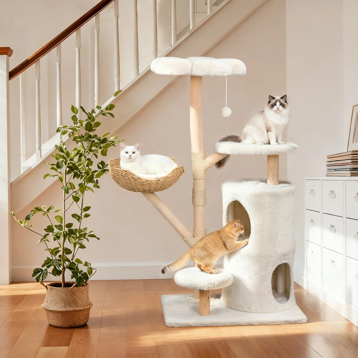 BINGOPAW Multi-Level Cat Tree With Sisal Scratching Posts