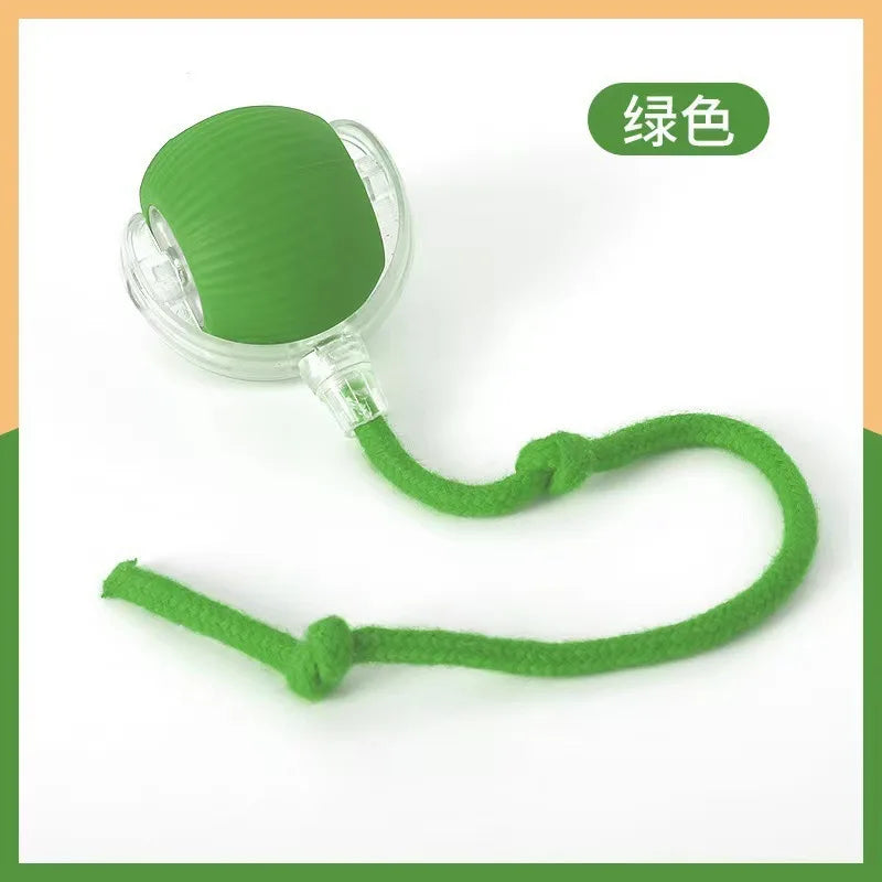 【In Stock】Smart Automatic Cat Rolling Ball USB Rechargeable LED Interactive Toy with Rope Tail Indoor Kitty Self Play Toy